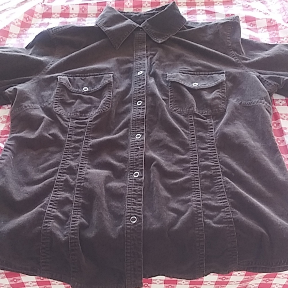 Chocolate brown Ann Taylor corduroy blouse